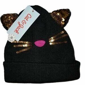 Cat & Jack Girl Black Kitty Beanie One Size